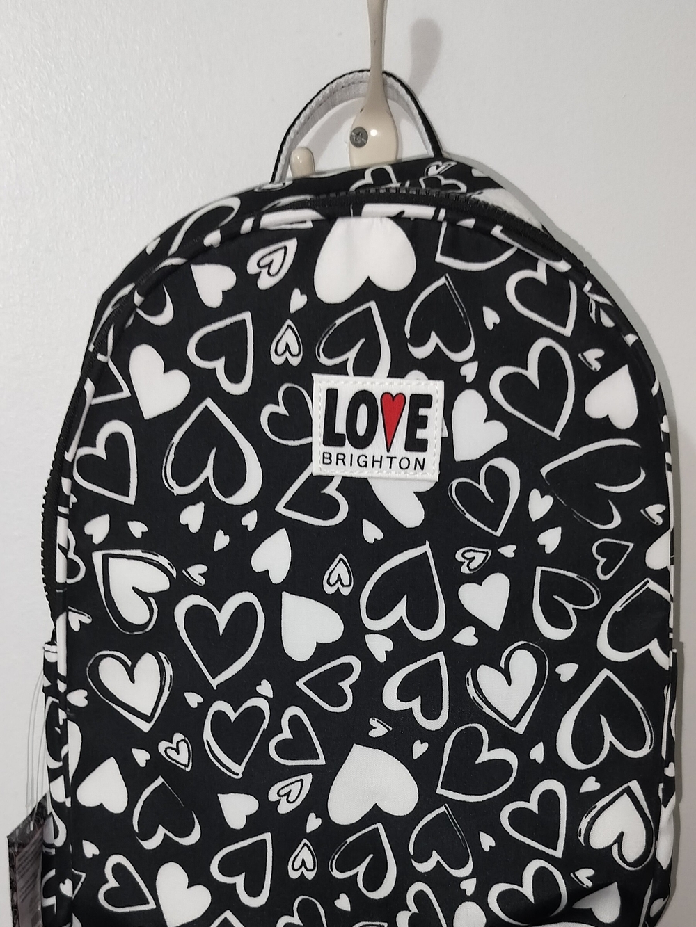 Brighton Love Heart Print Black & White Backpack NWT